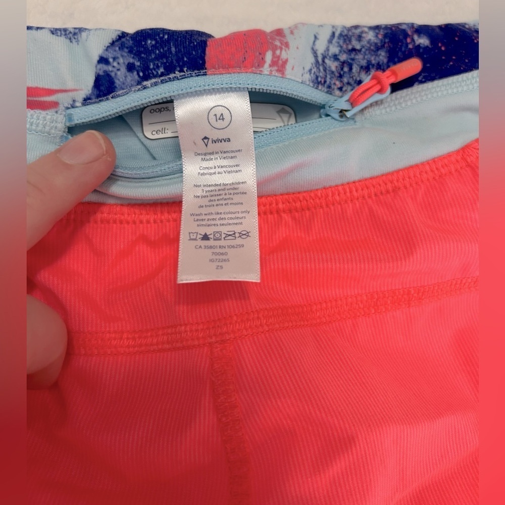 Lululemon Ivivva girls size 14 Coral Athletic breif lined Shorts - Picture 3 of 7